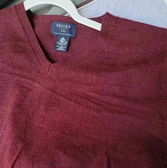 Brooks Brothers 346 Italian Merino Wool Burgundy Pullover Sweater Mens Size XL - Picture 6 of 6